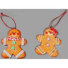 Christmas Tree Hanging Decorations Traditional Gingerbread Cookies Couple Man Lady Christmas Tree Wall Decoration Ornaments 12 Pieces Set