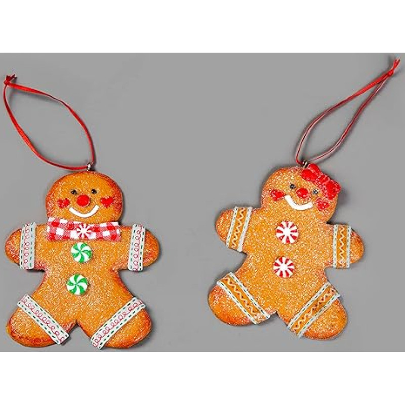 Christmas Tree Hanging Decorations Traditional Gingerbread Cookies Couple Man Lady Christmas Tree Wall Decoration Ornaments 12 Pieces Set