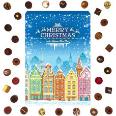 Hallingers City Christmas Advent Calendar Chocolates Gift Handmade Part with Alcohol from Fine Cocoa Chocolate (Box) - Fill Advent Calendar Novelties & Advent Calendar | Congratulations Hanukkah Fri