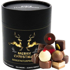 Hallingers Merry Christmas XXL - Manufacture Chocolates Gift Handmade without Alcohol from Fine Cocoa Chocolate (Tin) - Advent Calendar Novelties & Advent Calendar Filling | Congratulations Thank You