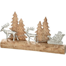 GILDE Decorative Winter Landscape - Made of Wood and Aluminium - Deer and Christmas Trees - Length 49 cm