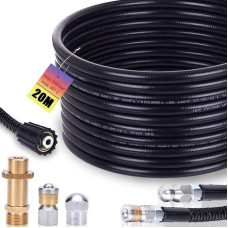 Pipe Cleaning Hose Set 20 m, 240 Bar Including M22 Adapter, Nozzles Rigid + Rotating for Kränzle Kärcher K2, K3, K4, K5, K6, K7 Pressure Washer Universal Pipe Cleaning Set High Pressure Hose