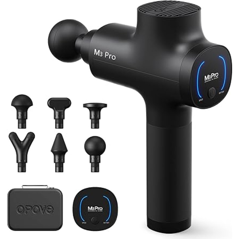 Masažo pistoletas, OPOVE M3 Pro 2 Massagepistole Massagegerät LED-Display 2500U/min Masagegäret Pistole mit 5 Stufen 2600mAh Akku 12 mm Amplitude zur Linderung von Muskelschmerzen Schwarz