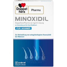 MINOXIDIL DoppelherzPharma 50 mg/ml (5 %) tirpalas odai - vaistas vyrų plaukų slinkimui gydyti - 3 x 60 ml