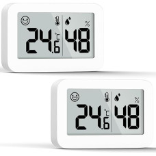 DOOMAY 2 vnt. mini drėgmės matuoklio vidaus termometras, drėgmės matuoklis su ℃, drėgmės matuoklis Skaitmeninis temperatūros monitorius šiltnamio kūdikių kambariui, rūsiui, ropliams, inkubatoriui, spintai