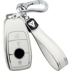 KUNIO automobilio rakto dėklas tinka Mercedes Benz E klasės S A C klasės S65 E43 E400 E300 E320 CLA GLA GLE GLE GLC GLK AMG TPU raktelio pultelis nuotolinio valdymo dangtelis apsauginis dėklas 3 mygtukai baltas