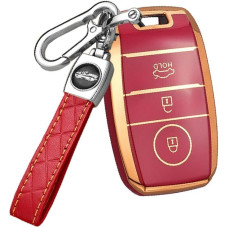HIBEYO raktų dėklas Apsauginis automobilio raktų dėklas TPU dangtelis tinka KIA CEED Sorento Sportage Rio Soul Vigato Venga Key Ring Key Case Red