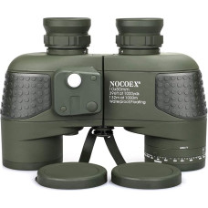 NOCOEX 10 x 50 HD jūriniai žiūronai su naktinio matymo tolimačiu ir kompasu, atsparūs vandeniui, tinkami naudoti bet kokiu oru, su dėklu, nešiojimo dirželiu ir instrukcijomis (anglų kalba negarantuojama)