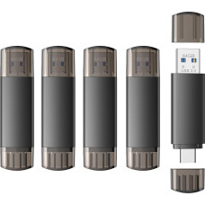 JOIOT Pack of 5 USB Stick 64 GB 3.0 USB C Stick Mini USB Stick Metal 2-in-1 USB Sticks USB C OTG Memory Stick High Speed Waterproof USB Flash Drive for iOS Android Mobile Phone Linux Laptop Black