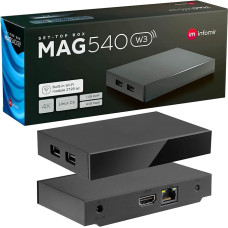 MAG 540w3 Original Infomir & hb-digital 4K Set Top Box Multimedia Player Internet TV Receiver UHD 60FPS 2160p @ 60 FPS HDMI 2.1 4K and HEVC Support USB 3.0 ARM Cortex-A35 + HDMI Cable