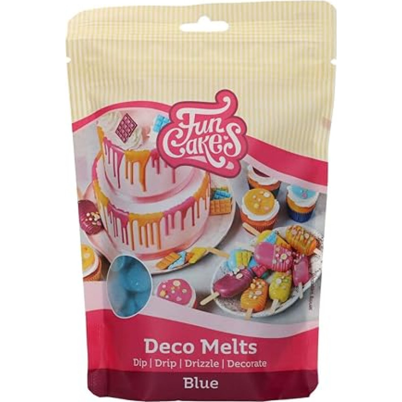 FunCakes Deco Melts Blue - Dive, Drip, Dip and Decorate! Melt in the Microwave and Pour into Any Mould, 250 g