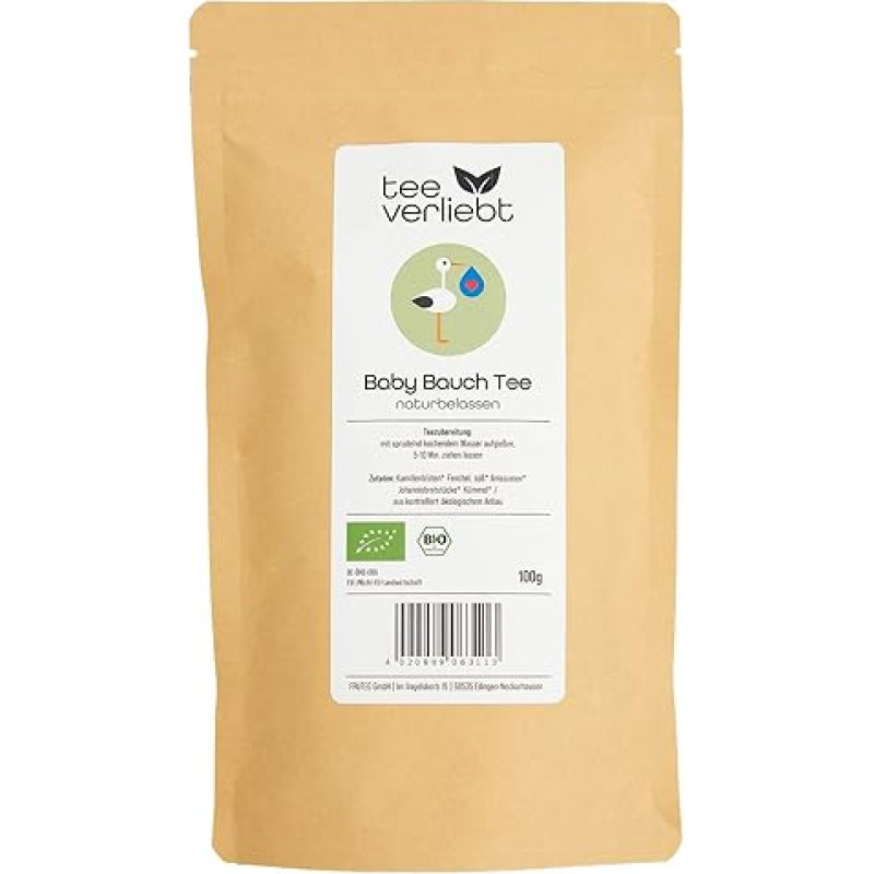 teeverliebt - Kūdikių pilvuko arbata | 100 % natūrali | kūdikiams ir vaikams | Ekologiška arbata su ramunėlių žiedais pankoliais anyžiais | 100 g
