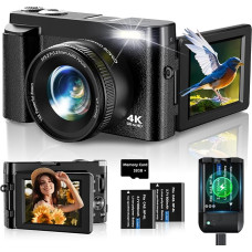 48 MP skaitmeninis fotoaparatas Oiadek 4K kompaktiškas fotoaparatas, įkraunamas su 32 GB atminties kortele Skaitmeninis priartinimas 16X