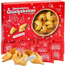 Lucky Biscuit Advent Calendar 2024 with Speculatius Flavour, 24 Individually Packed Christmas Messages in Speculatius Lucky Biscuit