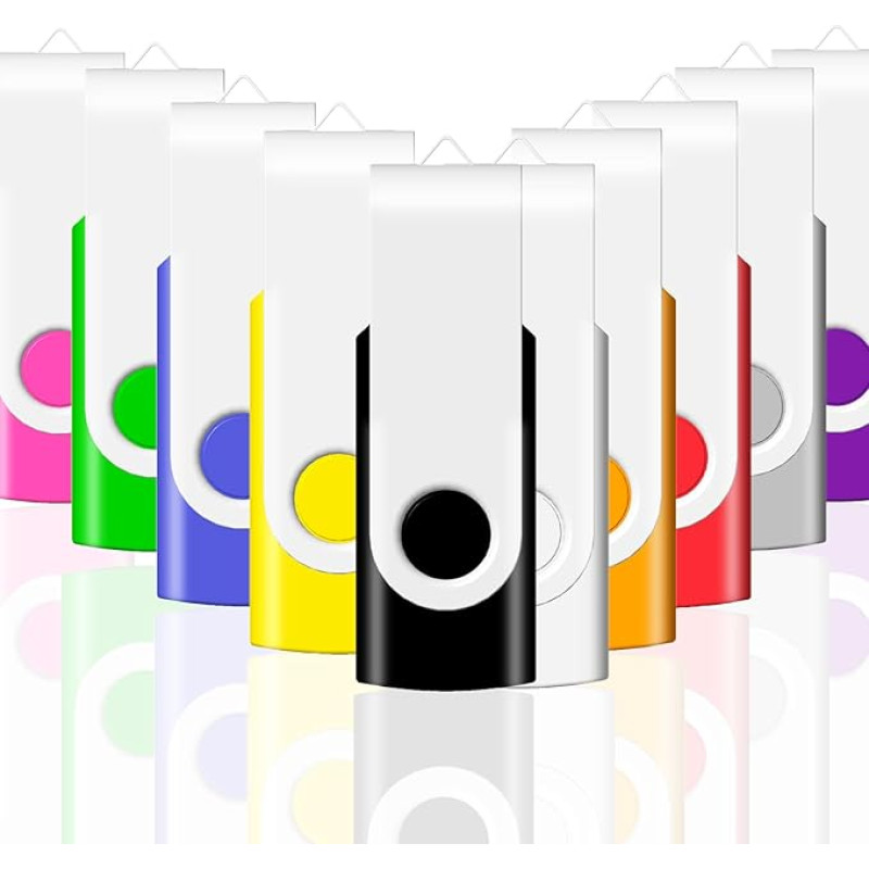 JBOS 2.0 USB Flash Drive with Rotating Flash Drive, Pack of 10 for Foldable Digital Date Storage, 1 4GB Mix (10)