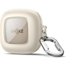 SURITCH Transparent Case Compatible with SHOKZ OpenFit, Shockproof TPU Magnetic Protective Case with Magnetic Lock & Carabiner & Keychain & Transparent Logo Window for OpenFit (White)