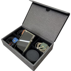 Miter Multi Carrying Case for 6 Headphones or 1 Music Player + 4 IEM Headphones Handmade PU Leather Case Hard Shell Black