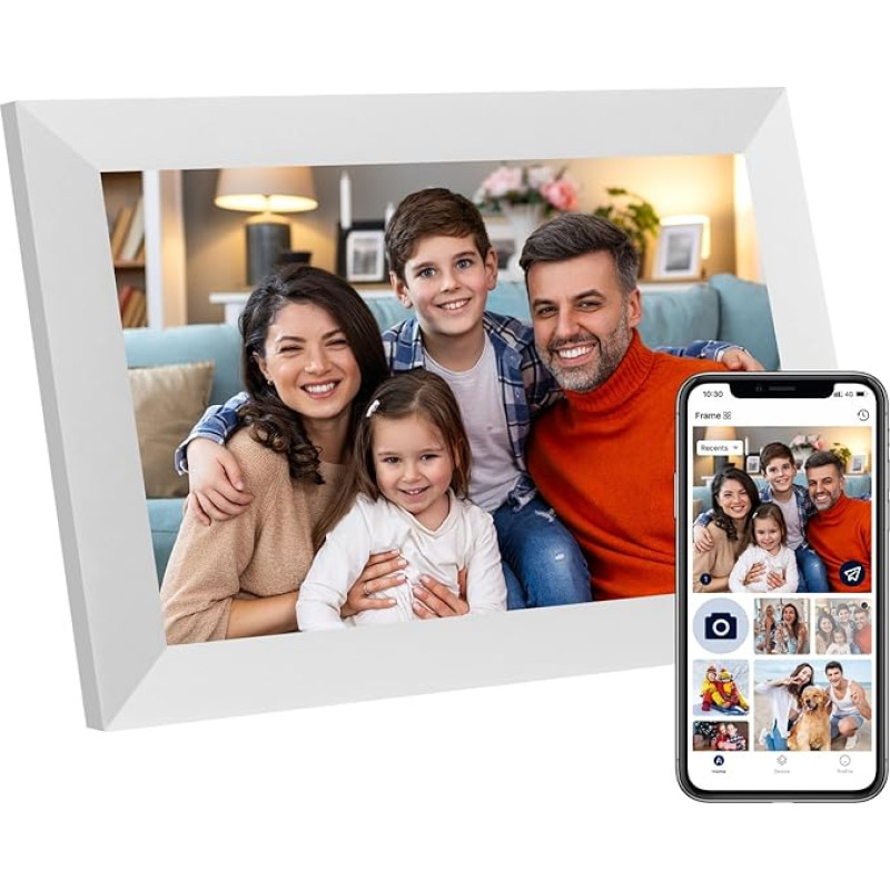 Humblestead Skaitmeninis nuotraukų rėmelis 10,1 colio WiFi IPS jutiklinis ekranas Smart Cloud Picture Frame 32GB Dalinkitės nuotraukomis ar vaizdo įrašais per 