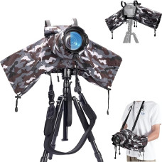 Camera Rain Cover, Upgraded Transparent Window Design Camera Waterproof Protective Shield, Camouflage Nylon Cameras, Rain Cover, Compatible with Canon Sony Nikon DSLR (Camera + Lens < 180 x 140 x 230