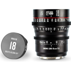 MEKE 18mm T2.1 Super 35 Prime rankinio fokusavimo kino objektyvas, skirtas EF tvirtinimo kino kameroms, suderinamas su C200 C300 II, RED Komodo, BMPCC 6K, Z CAM E2-S6 BMPCC6K Pro