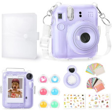 Rieibi Fujifilm Fujifilm Instax Mini 12 priedai, dovanų pakuotėje yra skaidrus Instax Mini 12 dėklas su dirželiu, mini nuotraukų albumas, veidrodėlis, 