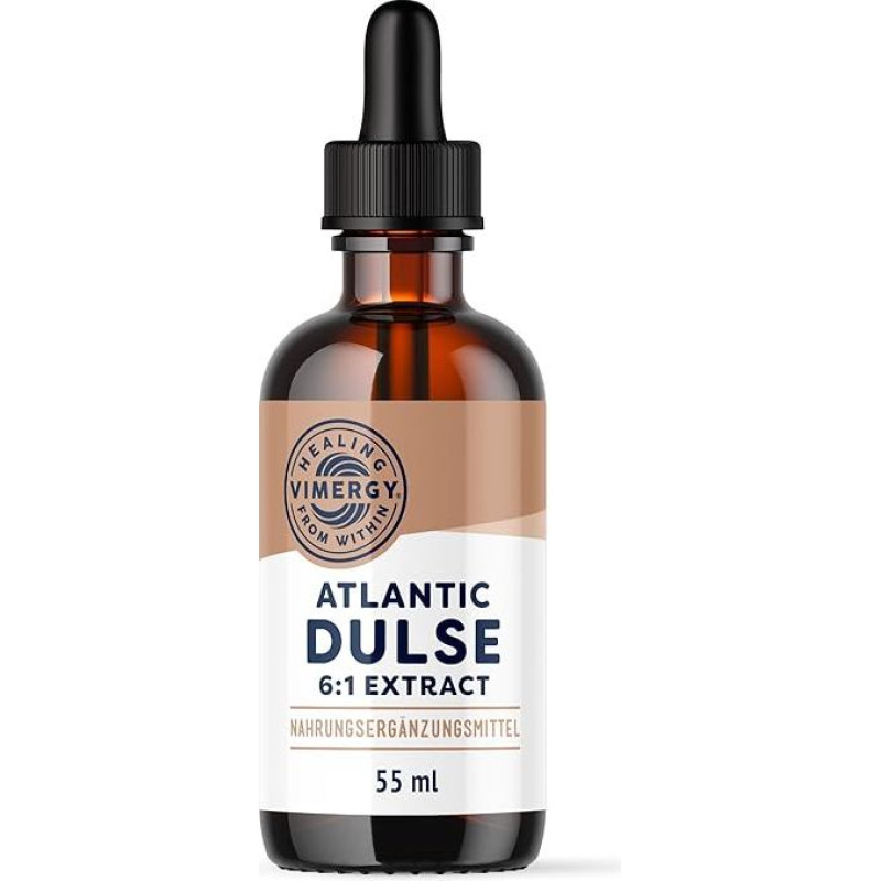Vimergy Atlantic Dulse – Nahrungsergänzung aus Lappentang – Atlantic Dulse Tropfen auf Glycerinbasis – Rezeptur ohne Zucker oder Bindemittel – Gentechnik- und Glutenfrei (55 ml)