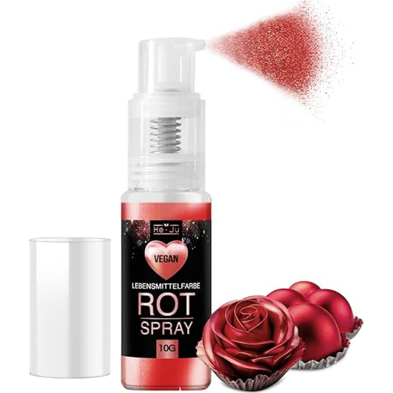 Edible Glitter Spray Red 10 g, blizgučių milteliai Edible Red, Vegan ir E171 Free, Edible Glitter for Drinks & Food