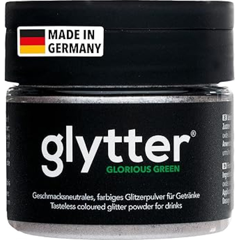 Glytter Glitter Powder for Drinks (Green) – Edible Glitter for Drinks & Liquids, e.g. for Liqueur, Sparkling, Cocktails – Drinkable & Tasteless Glitter Powder – Glitter Powder, Glitter Dust