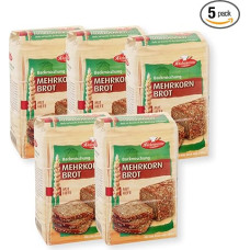 BIELMEIER KÜCHENMEISTER duonos kepimo mišinys, įvairių grūdų duona, 5 x 500 g, duonos kepimo mišiniai duonos kepimo mašinai ir orkaitei, lengva kepti duoną su kepimo mišiniu