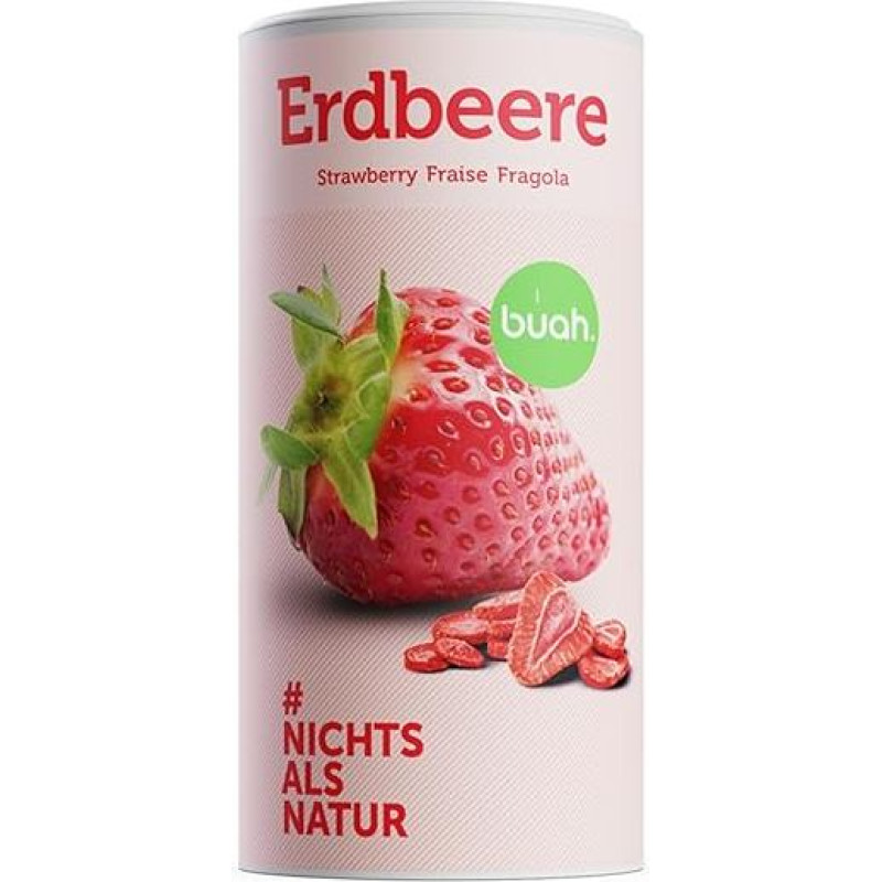 BUAH® Freeze-Dried Strawberries, Strawberry Chips as Snack or for Smoothies, Ideal Candy Replacement, Vegan & No Added Sugar, 96 g