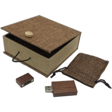 Desuerte 16GB Wooden USB Flash Drive with Fabric Gift Box for Wedding Birthday