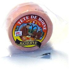 Tete de Moine RESERVE AOP Monk's Head Cheese 400 g for Girolle Cheese Slicer Half Loaf Cool Box with Polystyrene Box and Special Ice Pack for Food Shipping
