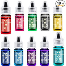 Riebaluose tirpūs maistiniai dažai šokoladui, 10 spalvų, aliejiniai maistiniai dažai, fondantui, kepimui, pyragams, sausainiams, skysti beskoniai maistiniai dažai kakavos sviestui, pyragams, sviestiniam kremui, po 6 ml