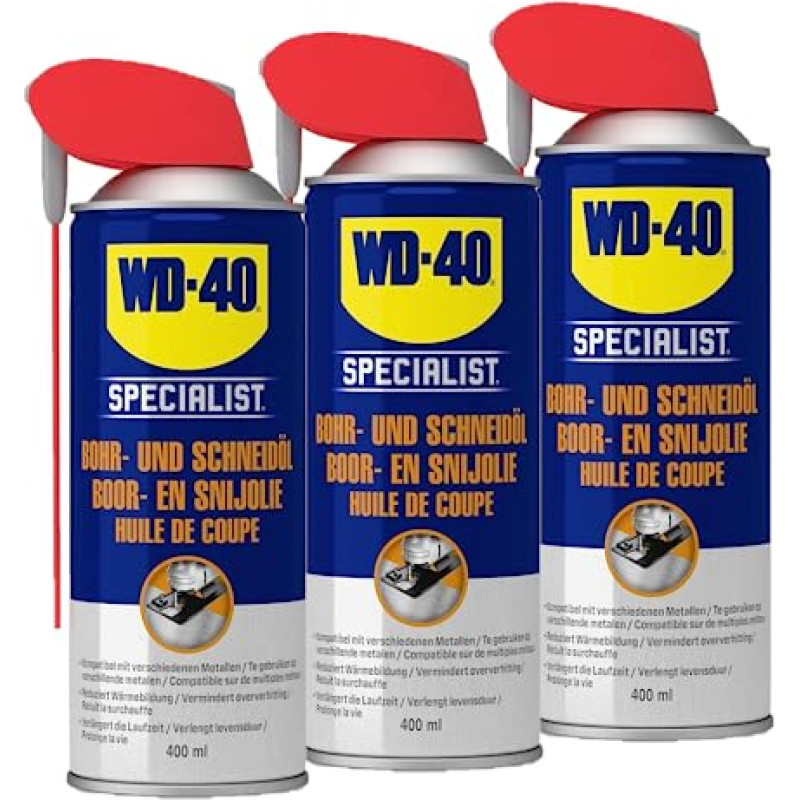 WD-40 Specialist gręžimo ir pjovimo alyva 400 ml | Tepalas, mažinantis įrankių nusidėvėjimą (3 x 400 ml)