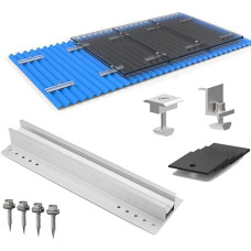 Solar Panel Bracket, Aluminium Mounting System, Trapezoidal Sheet Metal Photovoltaic Mounting Rail, Profile Connector for Solar Photovoltaic PV, Mounting Set 4 x Solar Panels 30 35 mm Thickness