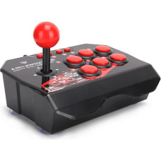 Wired Arcade Fight Stick with Metal Joystick and 6 Control Buttons, Sturdy Housing, Easy to Use - Classic Black and Red Colour for PS3/Switch/PC
