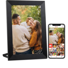 FRAMEO Digital Picture Frame WiFi with 32 GB Memory, 10.1 Inch 1280 x 800 IPS Touch Screen, Share Photos and Videos via the Free Frameo App, Gift for Family (Black)