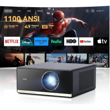 1100 ANSI Full HD 1080P projektorius, 4K palaikomas automatinio fokusavimo korekcijos išmanusis projektorius, 