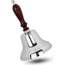 ARSUK® Rankinis varpelis - didelis mokyklinis varpelis Nikeliuotas sidabro efekto apdaila Krištolo blizgesys ir sunkumas Ilgalaikiam naudojimui