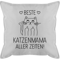 Pagalvėlė 50 x 50 cm - pareiškimas su posakiais - Beste Katzenmama Aller Zeiten Black - 50 x 50 cm - Grey - Posakis pagalvėlės užvalkalas ir užpildas Posakiai pagalvėlės užvalkalas posakis juokingas