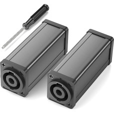 Jumwa 2 Pack Speakon Coupler Plug Twist Lock 4-Pin Female to Female Speakon Adapter Compatible with Neutrik Speakon NL4 Series, NL4MP, NL4MPR, NL4FC, NL4FX, NLT4X