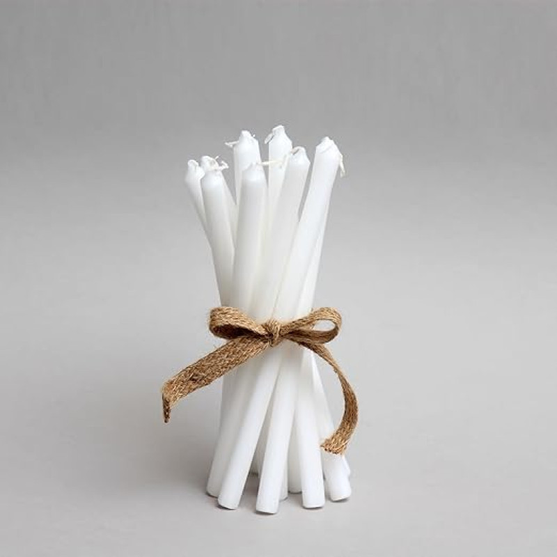 50 lange weiße Christingel-Weihnachtskerzen, Größe 15,2 x 1,27 cm, Baumkerzen, Pyramidenkerzen