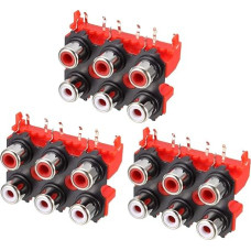sourcing map PCB Panel Mount 6 RCA Female Jack Audio Video AV Connector Red 9 Pin Pack of 3