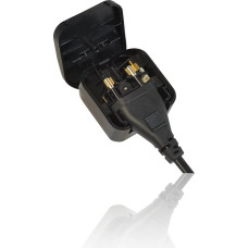Mr. Gadget's Solutions UNI-101 Euro transformatorius į JK keitiklį, 2 kontaktų europietiškas maitinimo šaltinis į JK kištuką, europietiškas adapteris į JK, juodas, maitinimo lizdo adapteris 5A