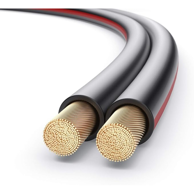 PureLink Lautsprecherkabel Boxenkabel OFC 2x4,00mm² 0,20mm, 25,0m, Kupferkabel aus reinem Kupfer für HiFi Lautsrpecher Boxen Subwoofer, Audio Kabel mit Polaritätskennzeichnung, schwarz