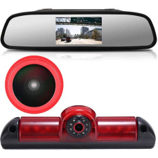 18 mm objektyvas Aukščiausios kokybės atbulinės eigos kamera + 4,3 colio automobilio galinio vaizdo veidrodis stabdžių žibintas Automobilio stogo atbulinės eigos kameros pakeitimas 