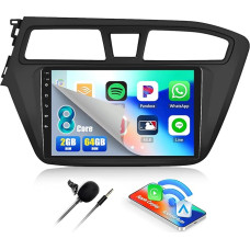 8 branduolių 2G + 64G CAMECHO Android 13 automobilinis radijas Hyundai i20 2015-2018 m. su Carplay Android navigacijos sistema, dvigubas DIN automobilinis radijas su 9 colių jutikliniu ekranu, Bluetooth 5.0 FM/RDS Mirror Link 32EQ