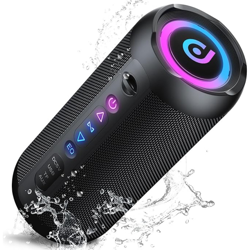 taopodo Bluetooth Speaker with Light, Bluetooth 5.3 Music Box, 30 W Dual Speaker, Dual Bass Drivers, 30 Hours Battery, IPX7 Waterproof, TWS Pairing, AUX (Vi)