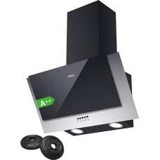 CIARRA CBCB6736C A++ Cooker Hood 60 cm Convection Headless Slanted Hood 350 m³/h 3 Levels Cooker Hood CBCF002X2 Carbon Filter LED Lighting Extractor Hood Black