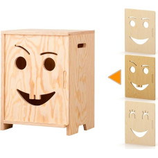 smartwood KAPI 2P Wooden Bedside Table Children's Room Furniture for Boys and Girls - Stylish and Functional Children's Shelf - Children's Bookcase, Natural Wood, Opening Right